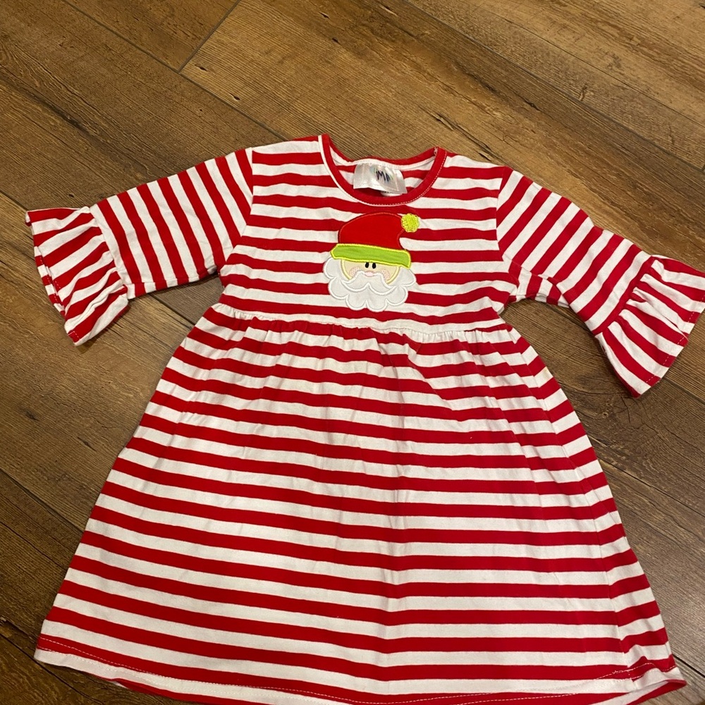 Red and White Striped Kids Dress